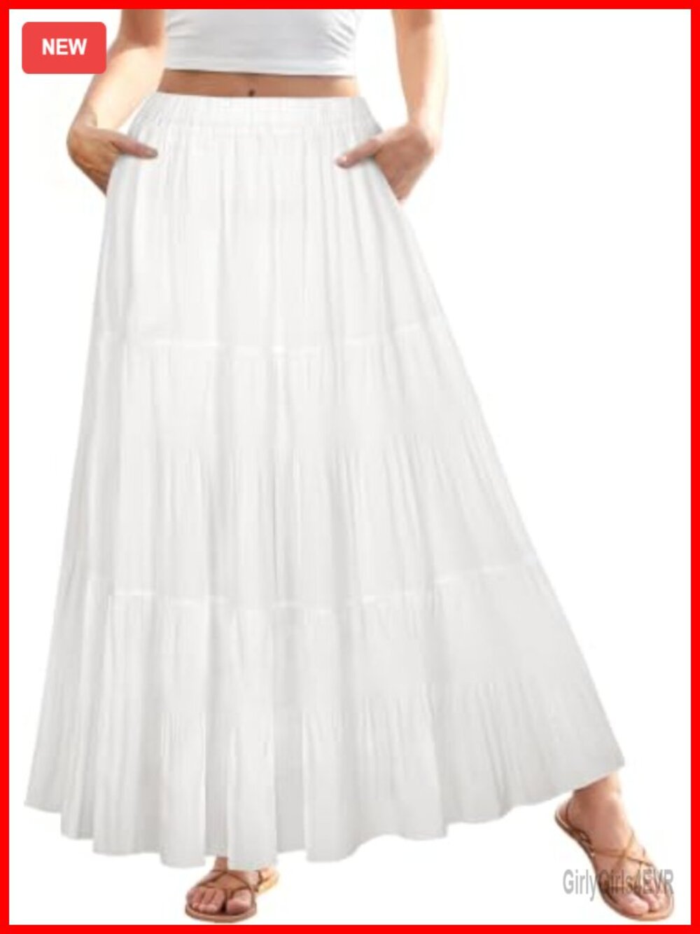 Women's High Waist Pleated A-Line Maxi Skirt with Pockets